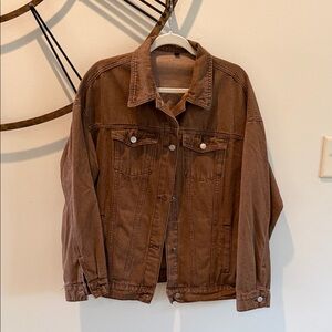 Women’s oversized TikTok drop shoulder Classic Brown Denim Jacket